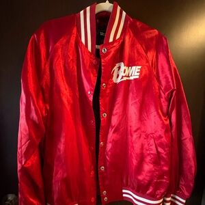 Unisex David Bowie red and white bomber jacket